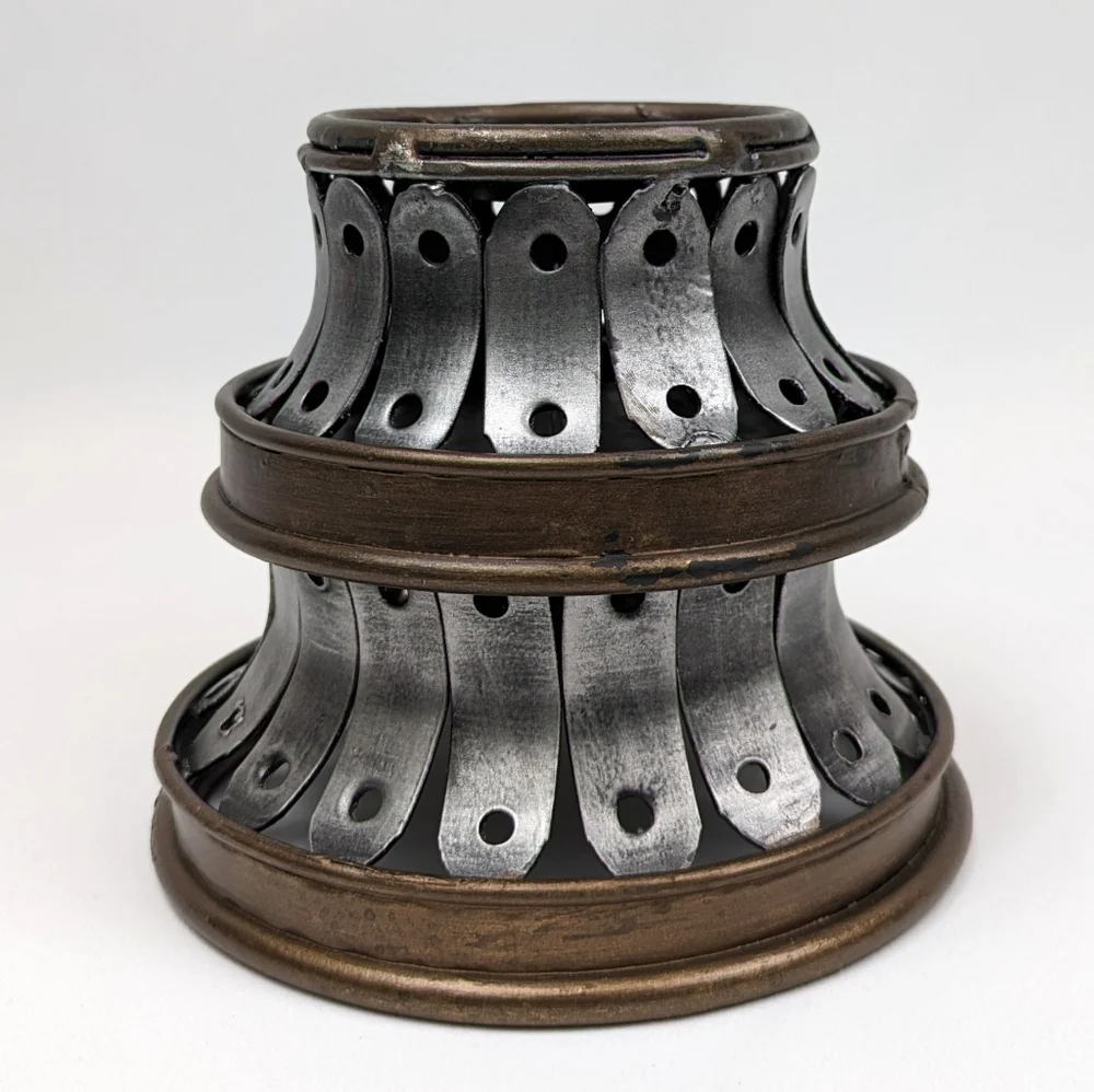 Pillar Candle Holders Steel & Brasstone Steampunk Industrial Medieval Gothic
